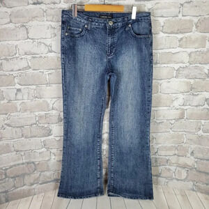 Vintage Gasoline Jeans Olympia Mid  Rise Straight Leg Size 14 Embroidered